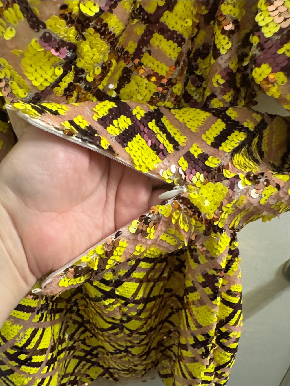 ASOS LUXE Yellow Plaid Sequin Puff-Sleeve Mini Dress - Picture 8 of 12